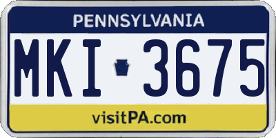 PA license plate MKI3675