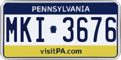 PA license plate MKI3676