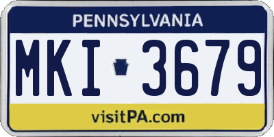 PA license plate MKI3679