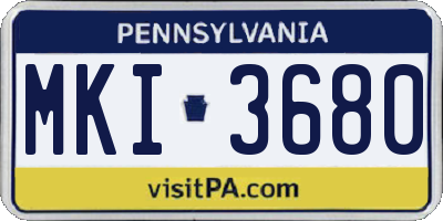 PA license plate MKI3680
