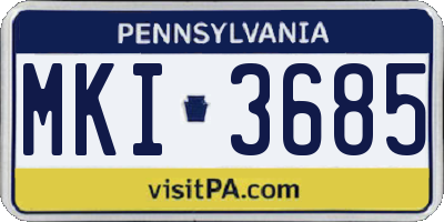 PA license plate MKI3685