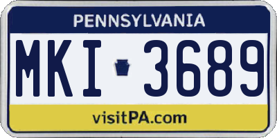 PA license plate MKI3689