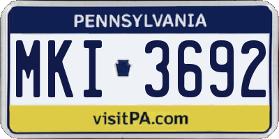 PA license plate MKI3692