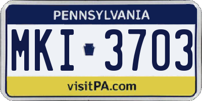 PA license plate MKI3703