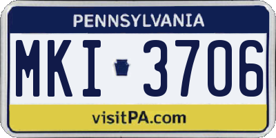 PA license plate MKI3706
