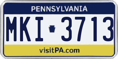 PA license plate MKI3713