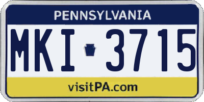 PA license plate MKI3715
