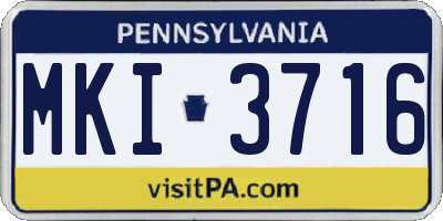 PA license plate MKI3716