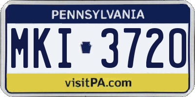 PA license plate MKI3720