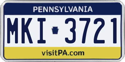 PA license plate MKI3721