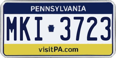 PA license plate MKI3723