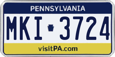 PA license plate MKI3724