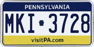 PA license plate MKI3728