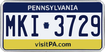 PA license plate MKI3729