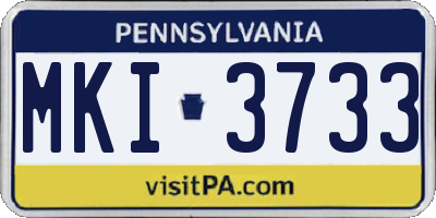 PA license plate MKI3733