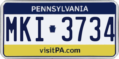 PA license plate MKI3734
