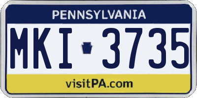 PA license plate MKI3735