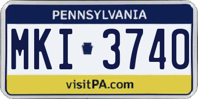 PA license plate MKI3740