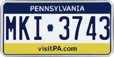 PA license plate MKI3743