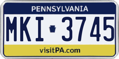 PA license plate MKI3745