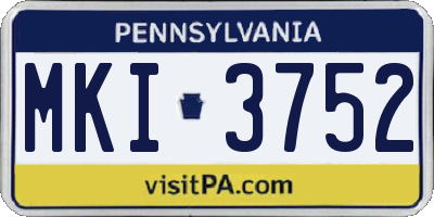 PA license plate MKI3752