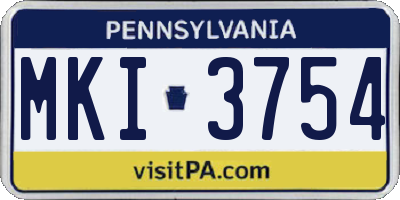 PA license plate MKI3754