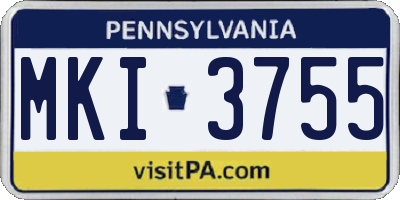 PA license plate MKI3755