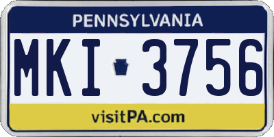 PA license plate MKI3756