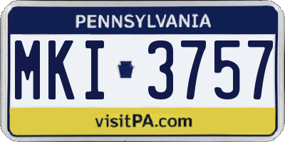 PA license plate MKI3757