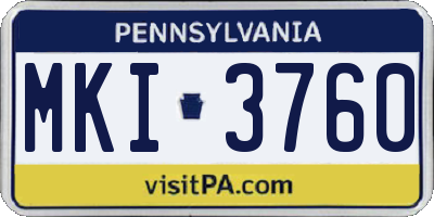 PA license plate MKI3760