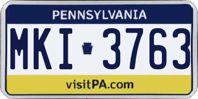 PA license plate MKI3763