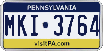 PA license plate MKI3764