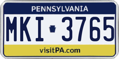 PA license plate MKI3765