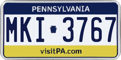 PA license plate MKI3767