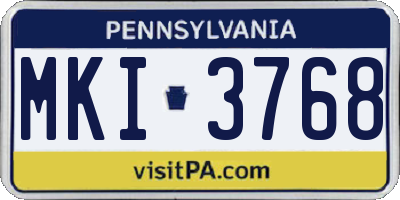 PA license plate MKI3768