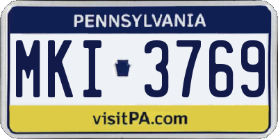 PA license plate MKI3769