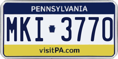 PA license plate MKI3770