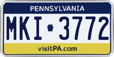 PA license plate MKI3772