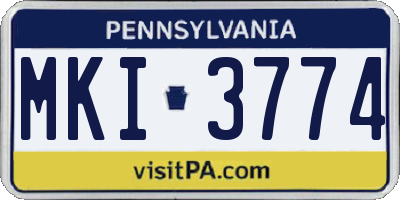 PA license plate MKI3774