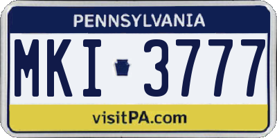 PA license plate MKI3777