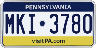 PA license plate MKI3780
