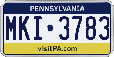PA license plate MKI3783