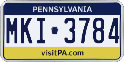 PA license plate MKI3784