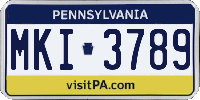 PA license plate MKI3789
