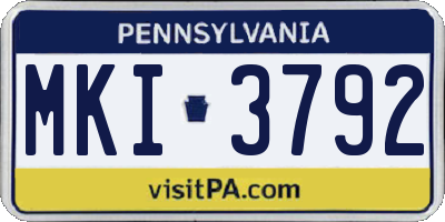 PA license plate MKI3792