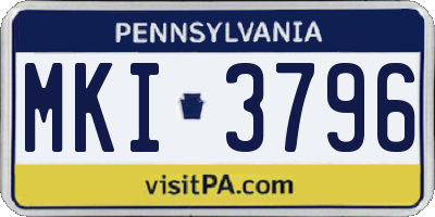 PA license plate MKI3796