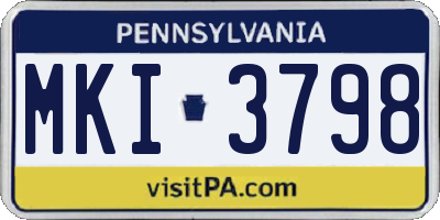 PA license plate MKI3798