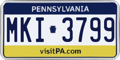 PA license plate MKI3799