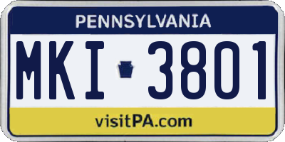 PA license plate MKI3801