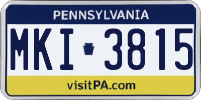 PA license plate MKI3815